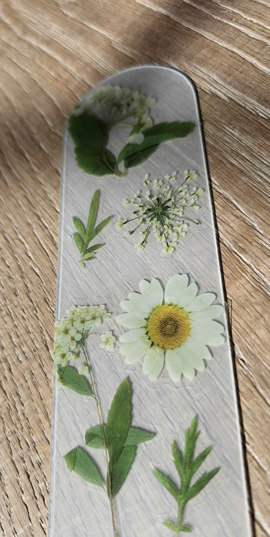 Spring White Pressed Flower Bookmark