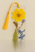  Yellow Flower Bookmark with Bow Charm | Pressed Flower Bookmarks with yellow