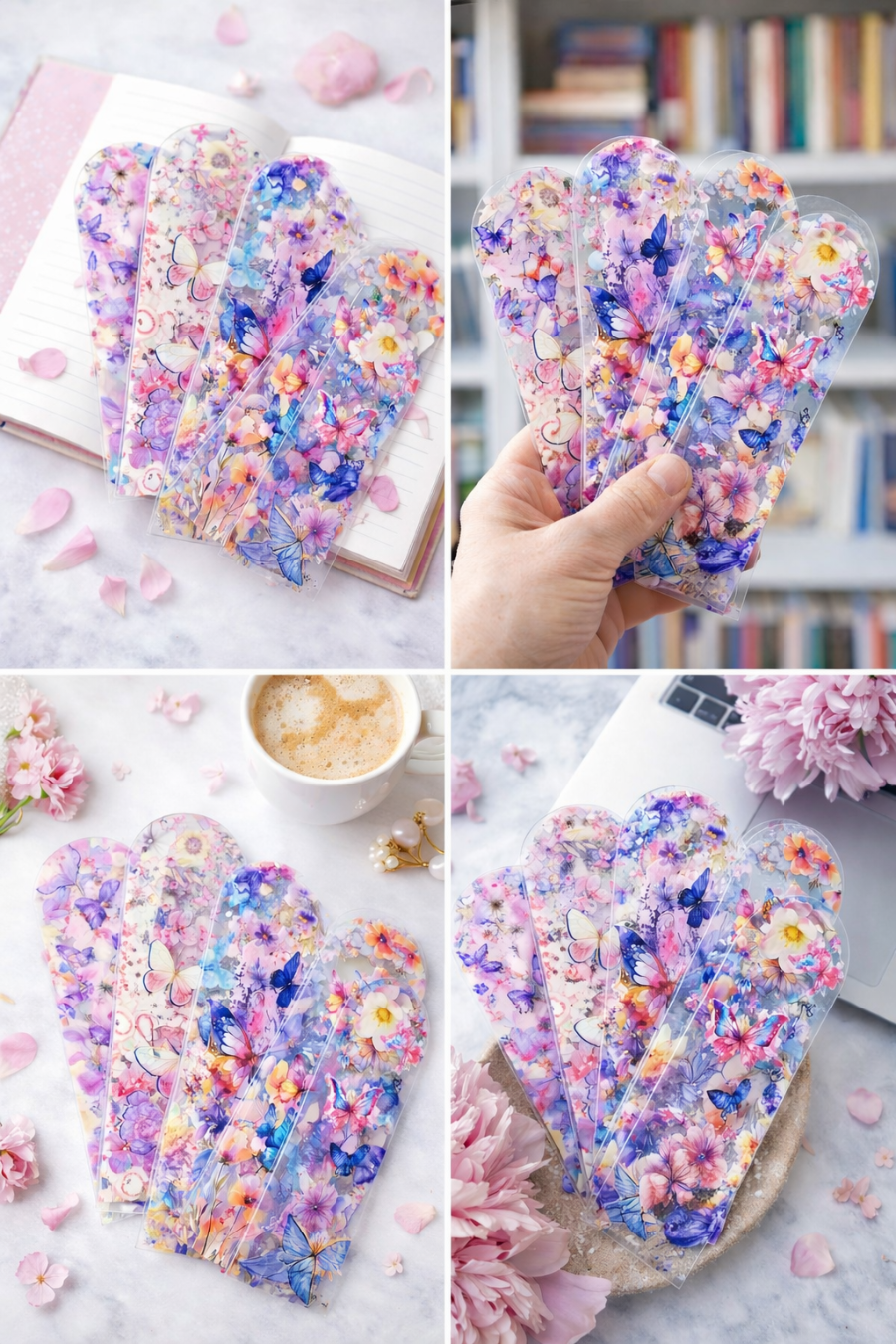 Spring Floral Bookmarks | Polymer Clay Butterfly & Flower Page Markers - Clay By Design