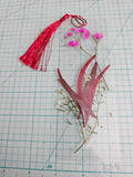 Soft Pink Floral Bookmark with Bow Charm | Pressed Flower Resin Bookmark - Clay By Design