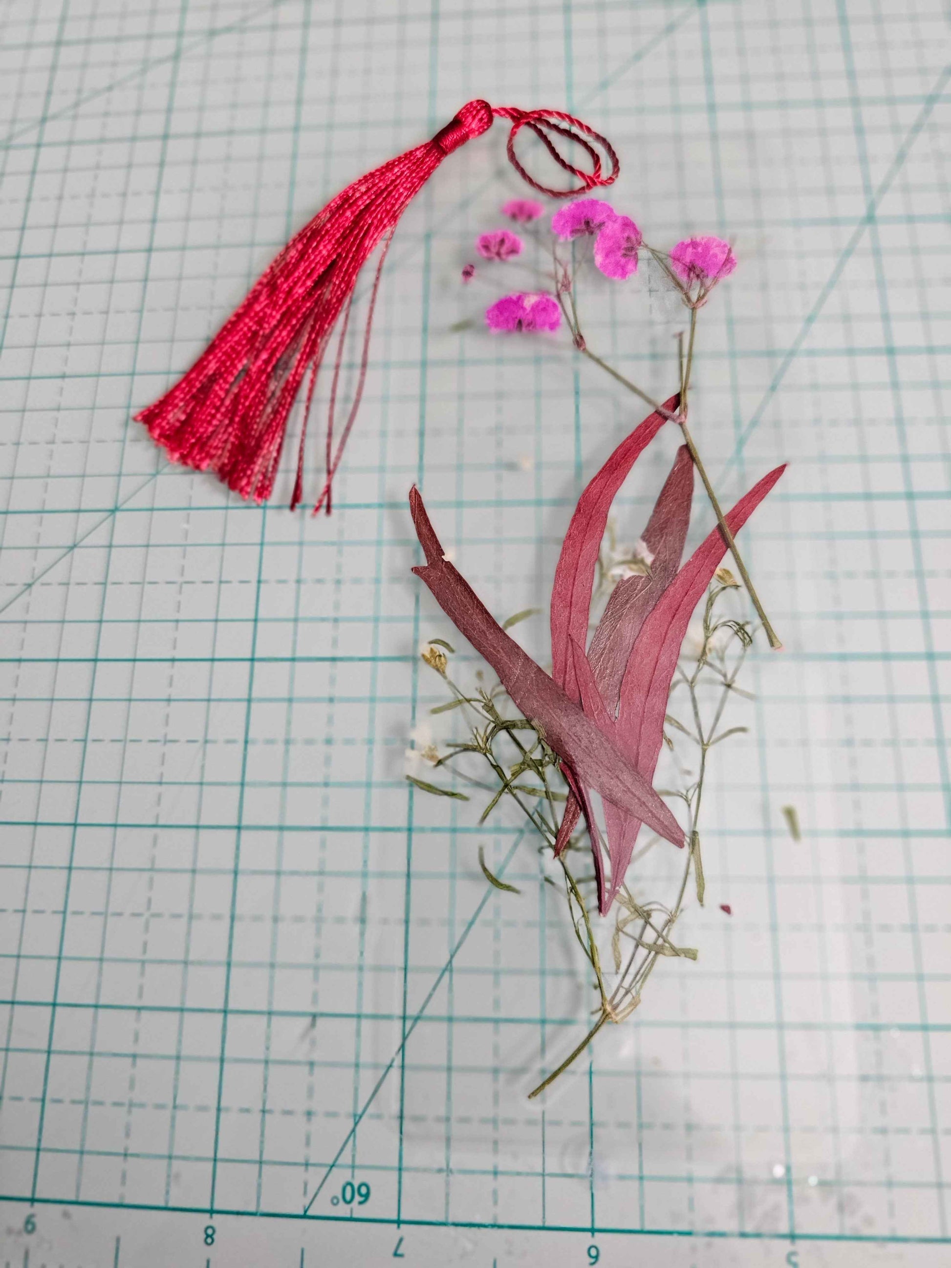 Soft Pink Floral Bookmark with Bow Charm | Pressed Flower Resin Bookmark - Clay By Design