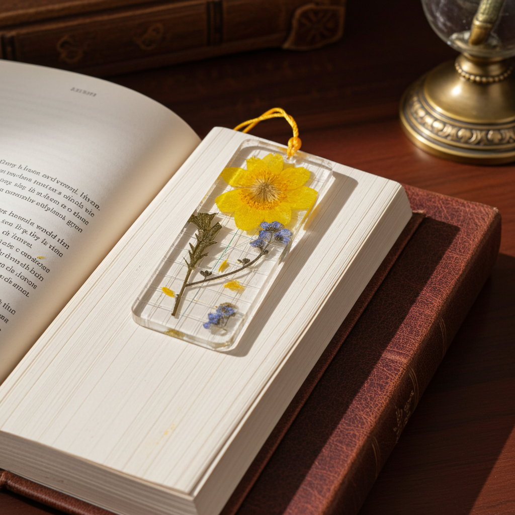  Yellow Flower Bookmark with Bow Charm | Pressed Flower Bookmarks with pressed flwoers