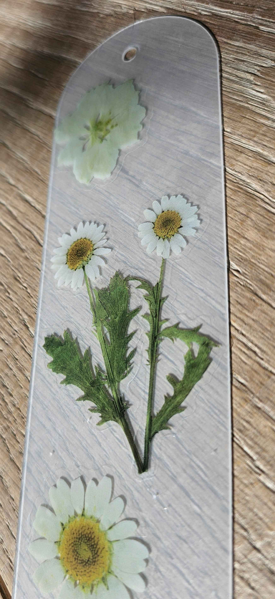 Spring White Pressed Flower Bookmark
