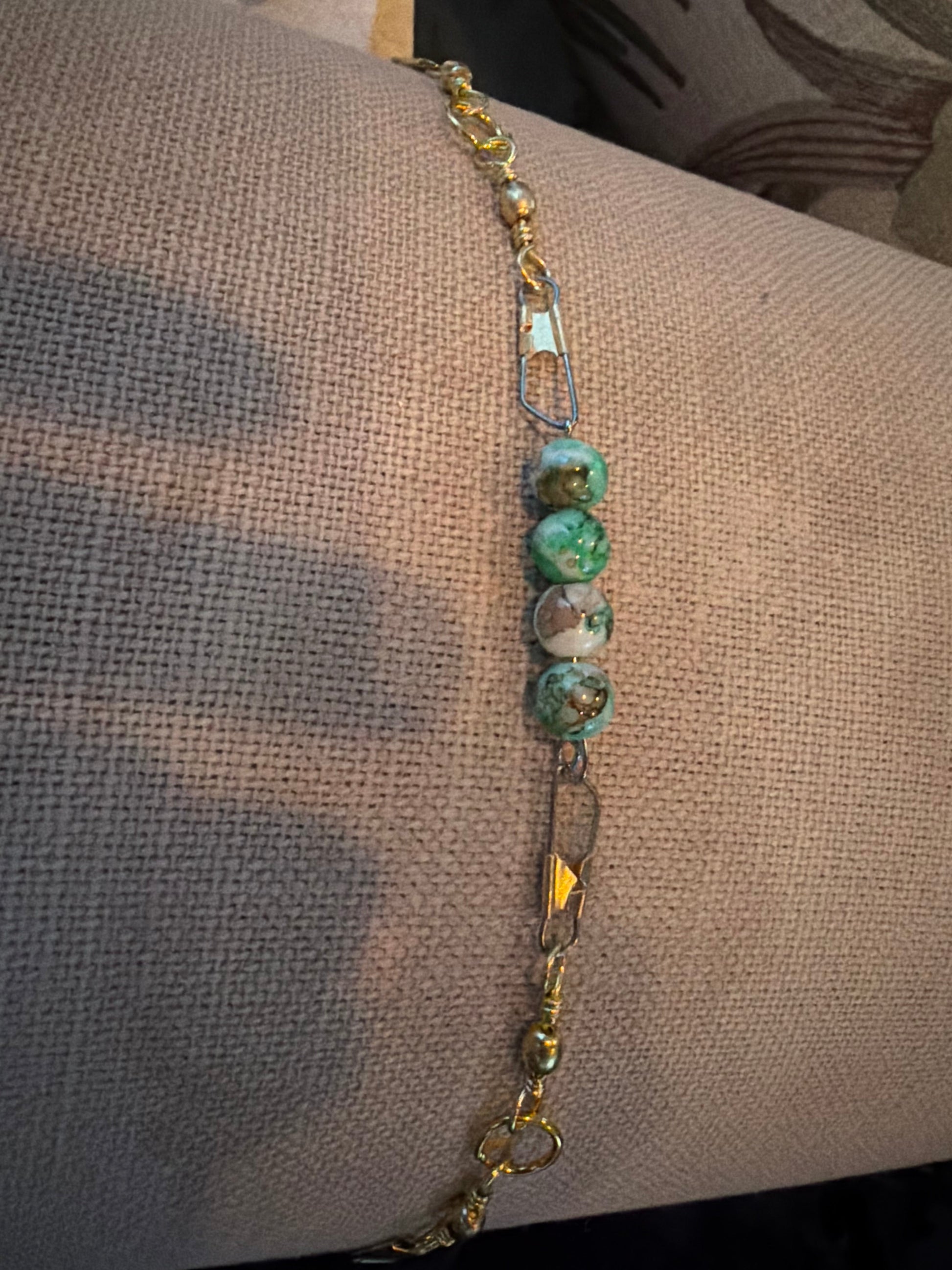 African Turquoise Glass Bead Bracelet - Clay By Design