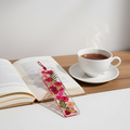Soft Pink Floral Bookmark with Bow Charm | Pressed Flower Resin Bookmark - Clay By Design