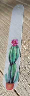 cactus with pink flower acrylic bookmark