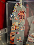 Decorative Handmade Unique Book Charm Bookmark  with colorful design on a clear plastic background
