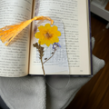  Yellow Flower Bookmark with Bow Charm | Pressed Flower Bookmarks in a book