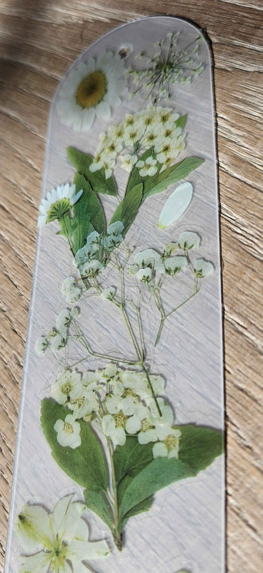 Spring White Pressed Flower Bookmark