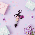 Handmade Purple Bow Charm Keychain | Polymer Clay Beaded Accessory - Clay By Design