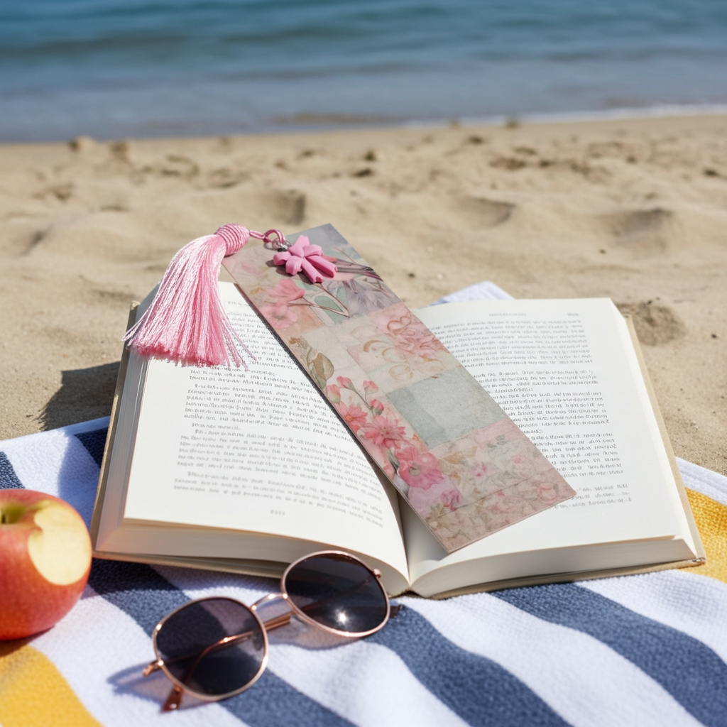 Handmade Customizable Bookmarks - 3 Pack Bookmark Bundle on a beach