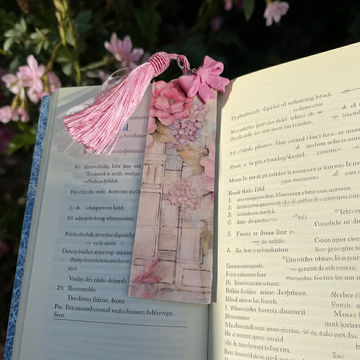 Botanical Pressed Flower Bookmark with Tassel | Soft Pink Resin Bookmark - Clay By Design