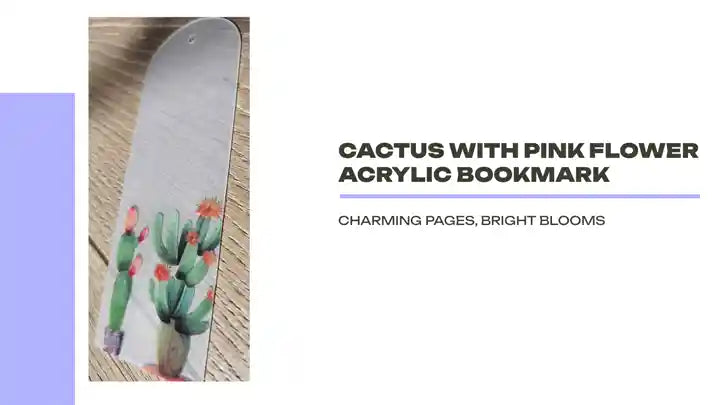 cactus with pink flower acrylic bookmark 