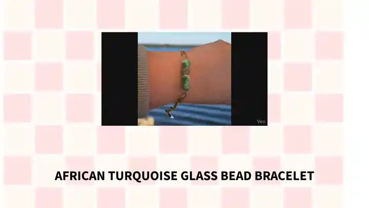 African Turquoise Glass Bead Bracelet 