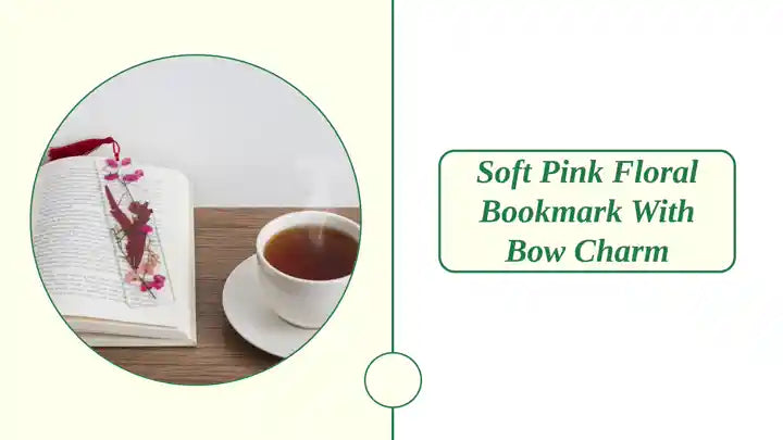 Soft Pink Floral Bookmark with Bow Charm by@Outfy