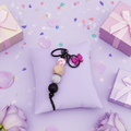 Handmade Purple Bow Charm Keychain | Polymer Clay Beaded Accessory - Clay By Design